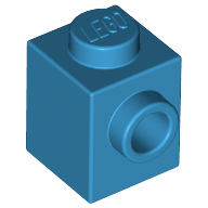 Lego kostka (kostička) 1x1 s nopem na jedné straně, azurová tmavá (6004938)